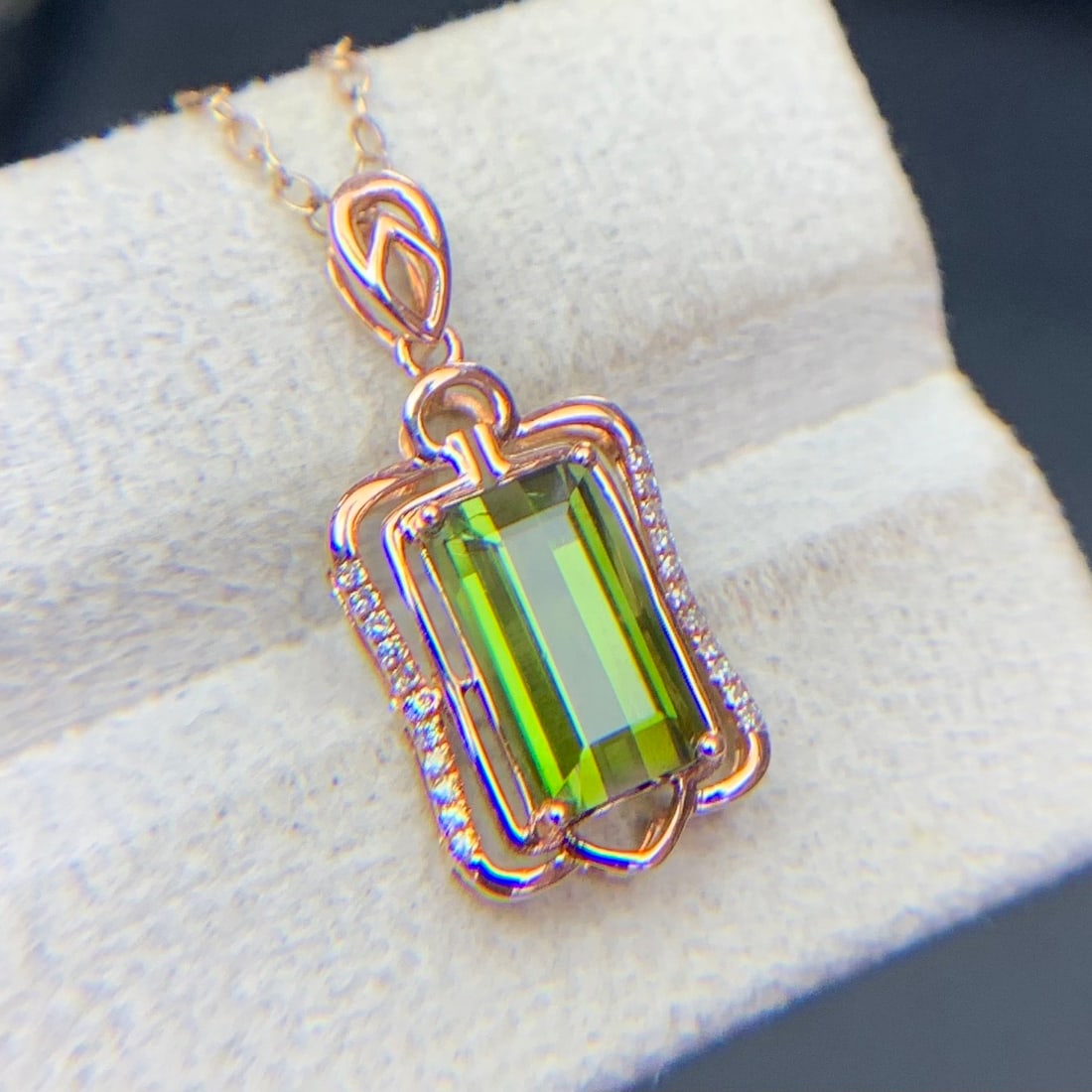 14k Gold 2.6 Ct Natural Tourmaline & Diamond Pendant( Without Chain ) - 8