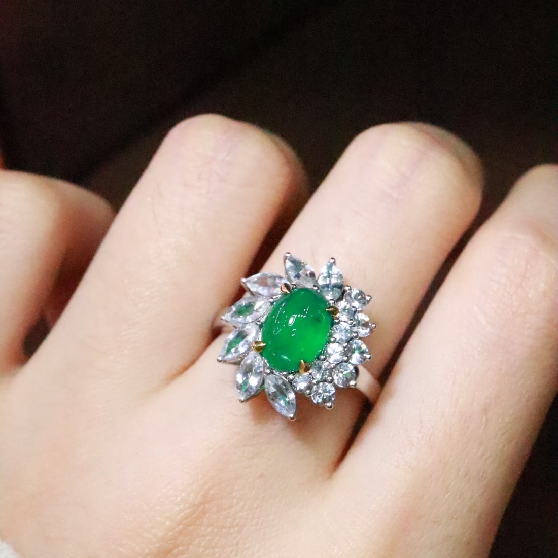 14k Gold 1.71 Ct Natural Emerald & Sapphire Ring - 5