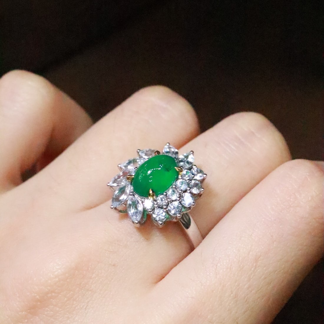 14k Gold 1.71 Ct Natural Emerald & Sapphire Ring - 6