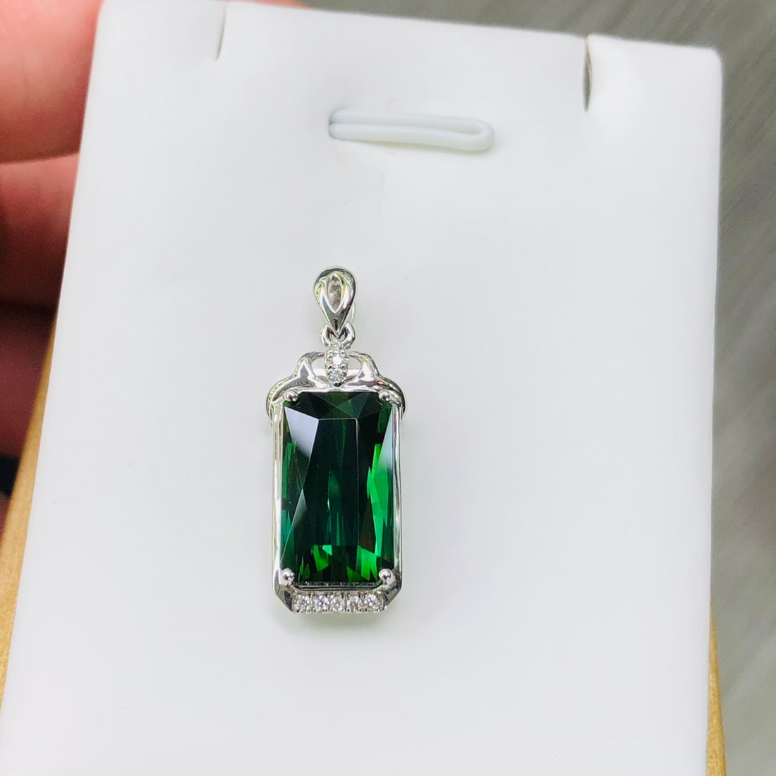 14k Gold 6.44 Ctw Natural Tourmaline & Diamond Pendant( Without Chain ) - 2
