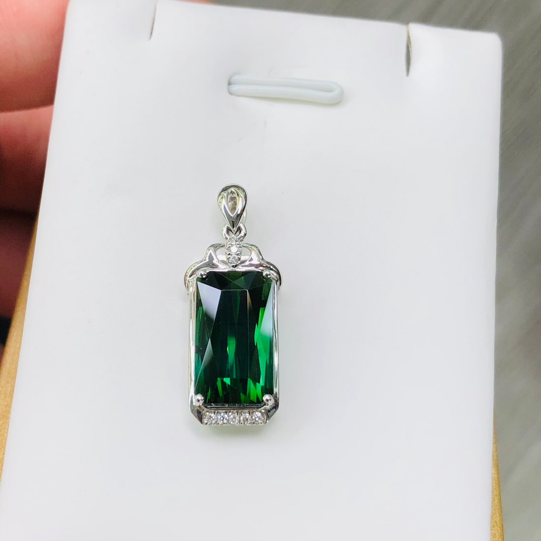 14k Gold 6.44 Ctw Natural Tourmaline & Diamond Pendant( Without Chain ) - 4