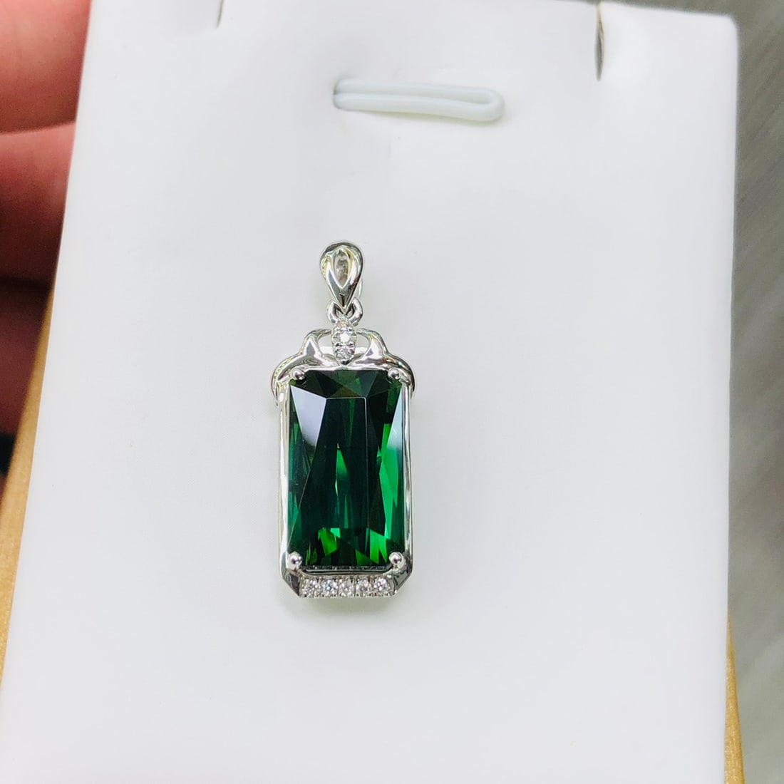 14k Gold 6.44 Ctw Natural Tourmaline & Diamond Pendant( Without Chain ) - 8