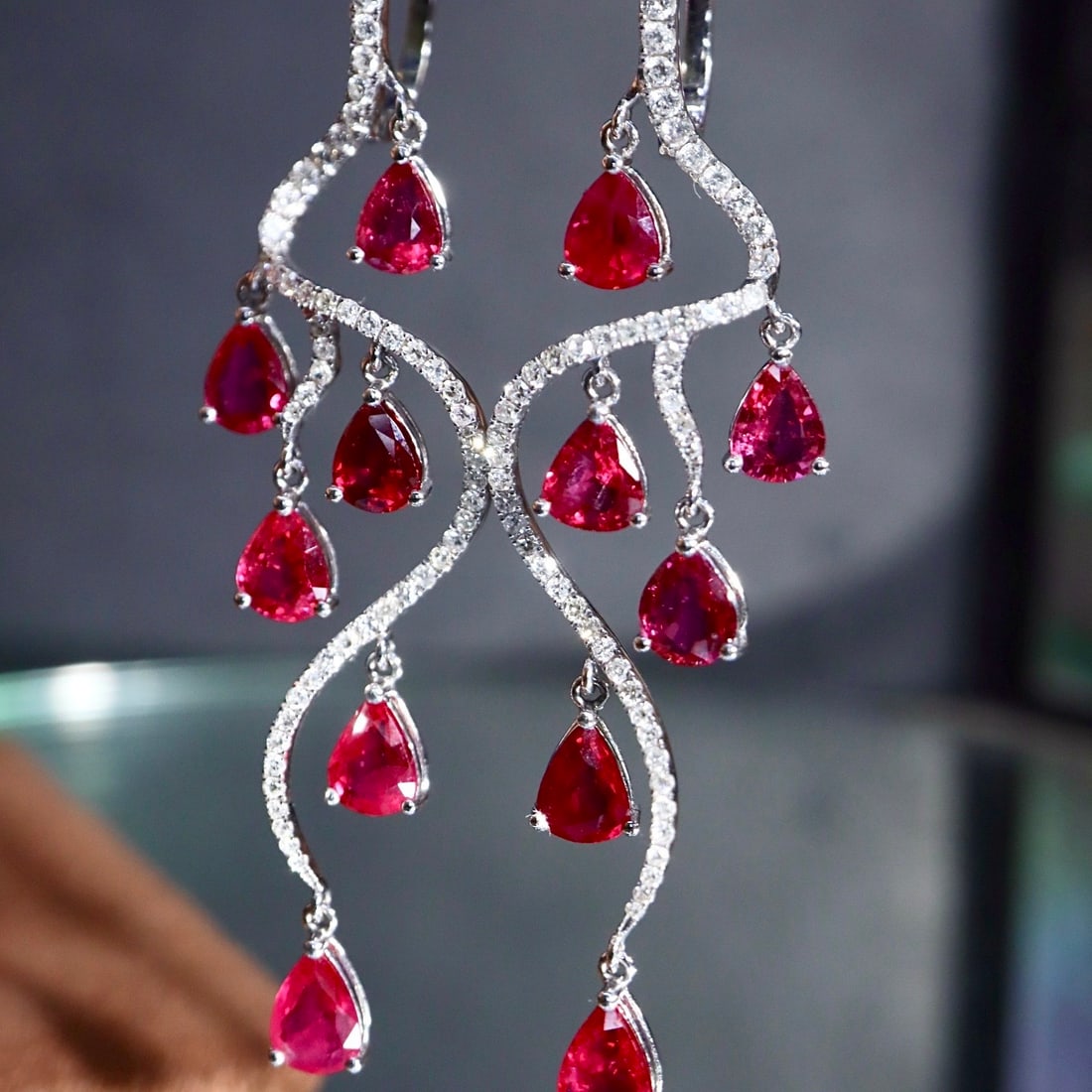 14k Gold 5.26 Ctw Natural Ruby & Diamond Earrings - 3