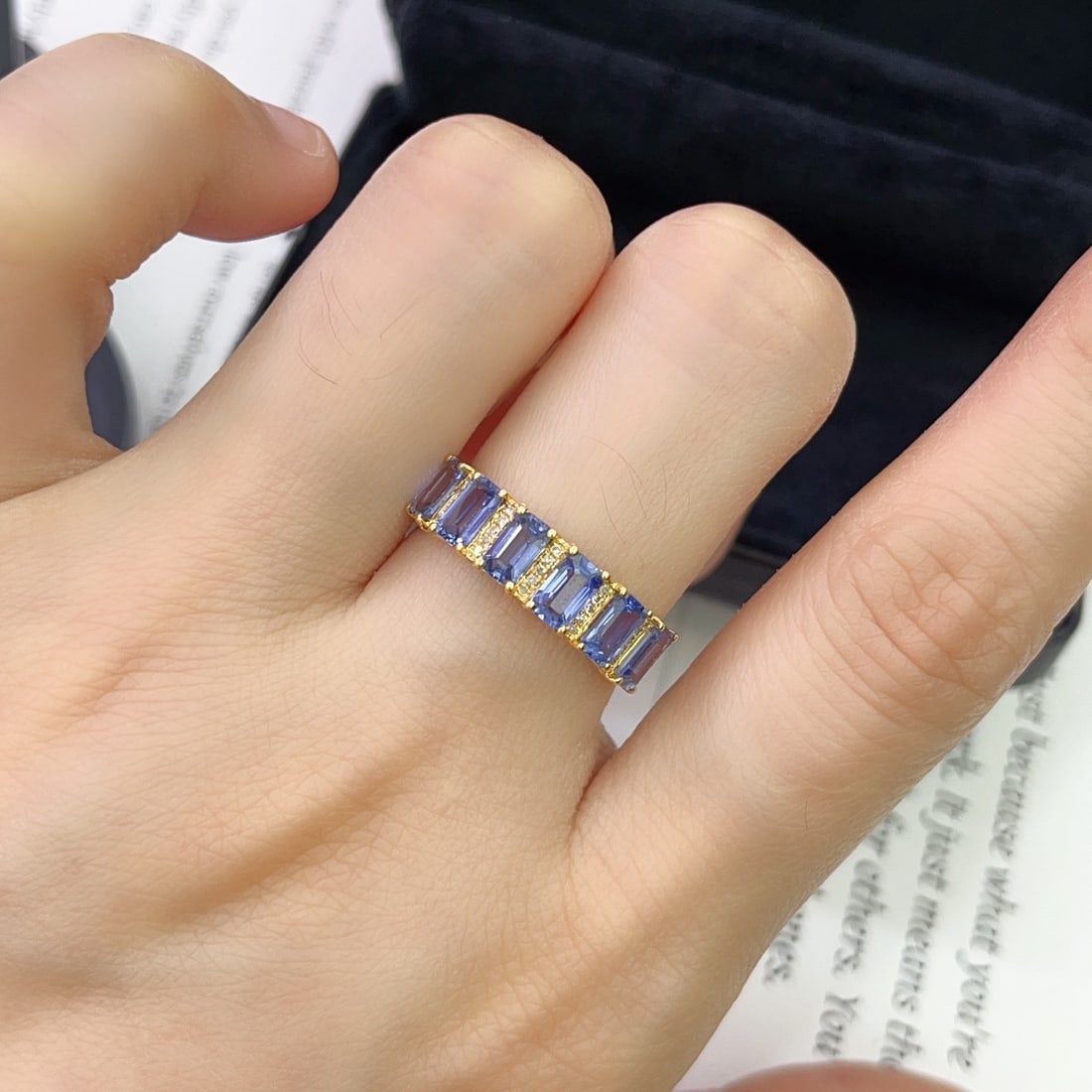 14k Gold 2.50 Ct Natural Sapphire & Diamond Ring - 5