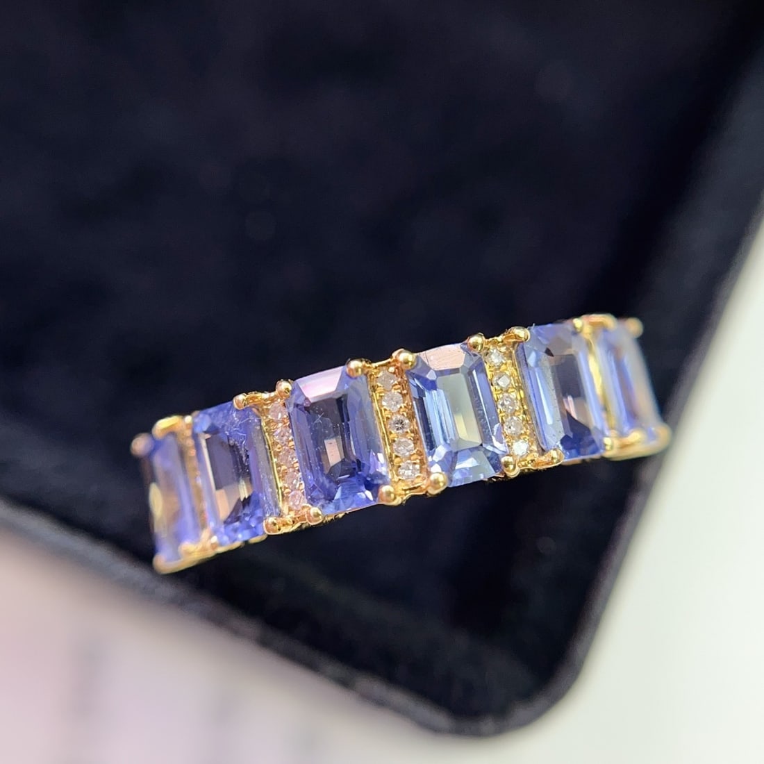 14k Gold 2.50 Ct Natural Sapphire & Diamond Ring - 6
