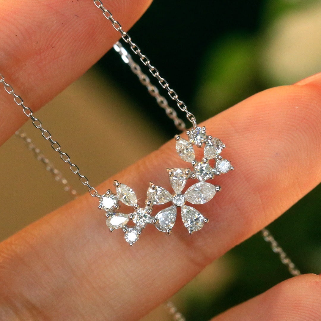 14k Gold 0.75 Ct Natural H Diamond Necklace - 5