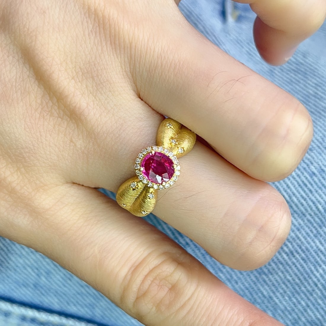 14k Gold 1.15 Ct Natural Ruby & Diamond Ring - 6