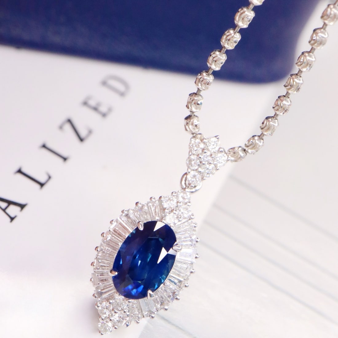 14k Gold 1.78 Ctw Natural Sapphire & Diamond Pendant( Without Chain ): Ref:231146101 // gold content:14k gold // main gemstone:sapphire // shape:oval // carat weight:1. 15ct // color:blue // treatment:natural // // adjacent gemstone 2 : diamond // shape:multiple //