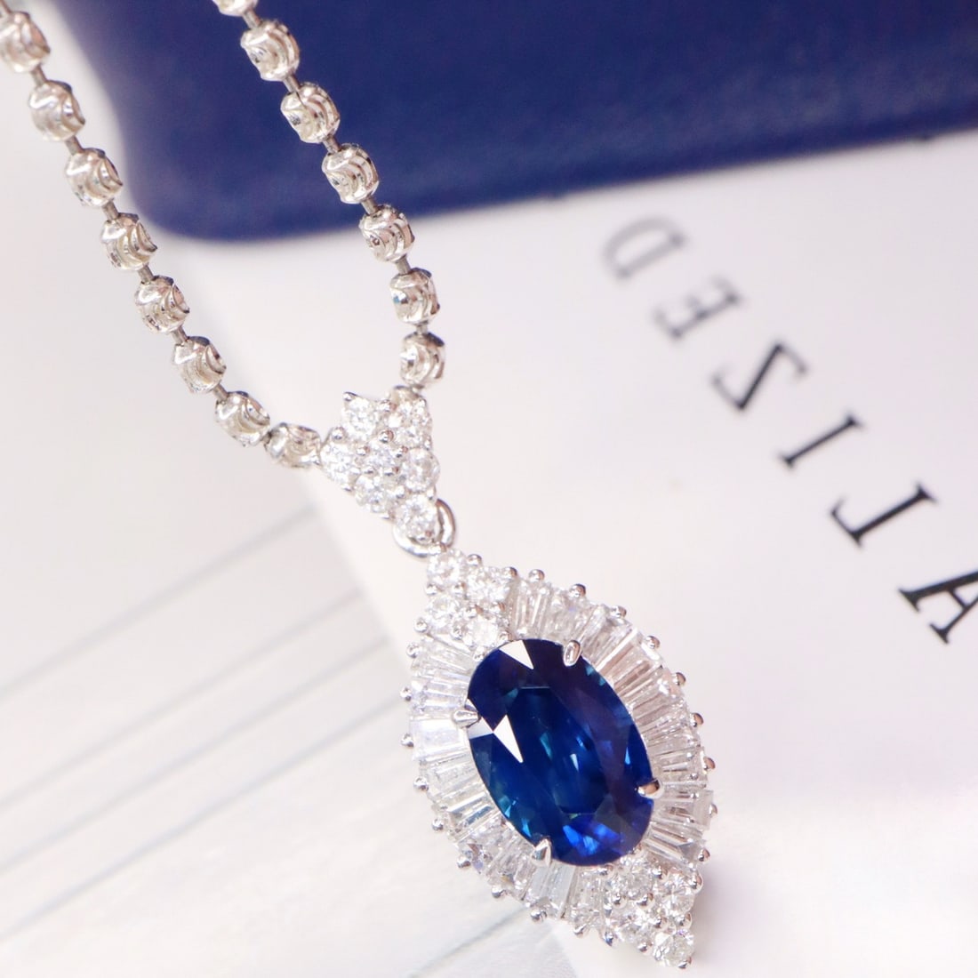 14k Gold 1.78 Ctw Natural Sapphire & Diamond Pendant( Without Chain ) - 4