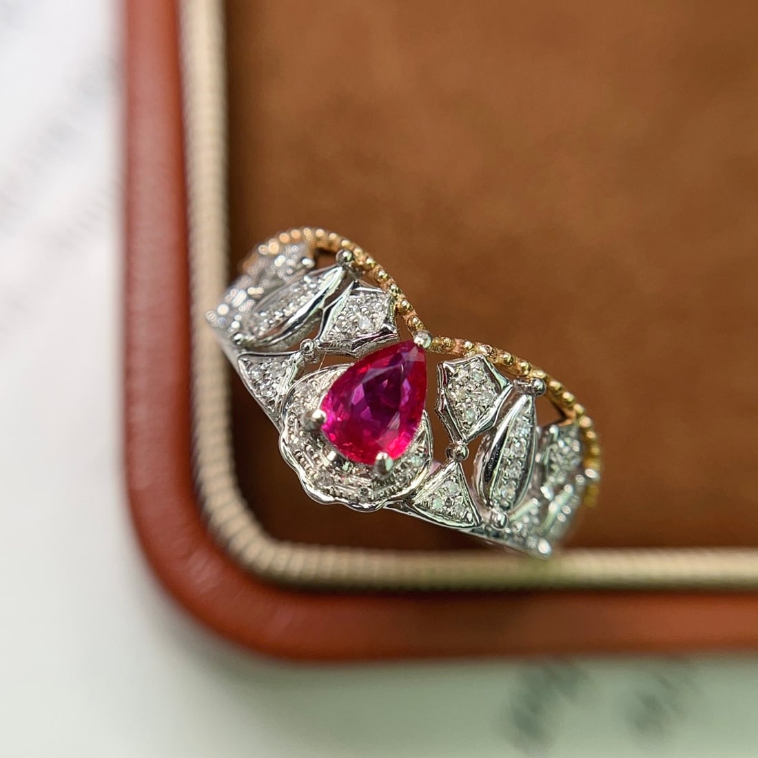14k Gold 1.00 Ct Natural Ruby & Diamond Ring - 2