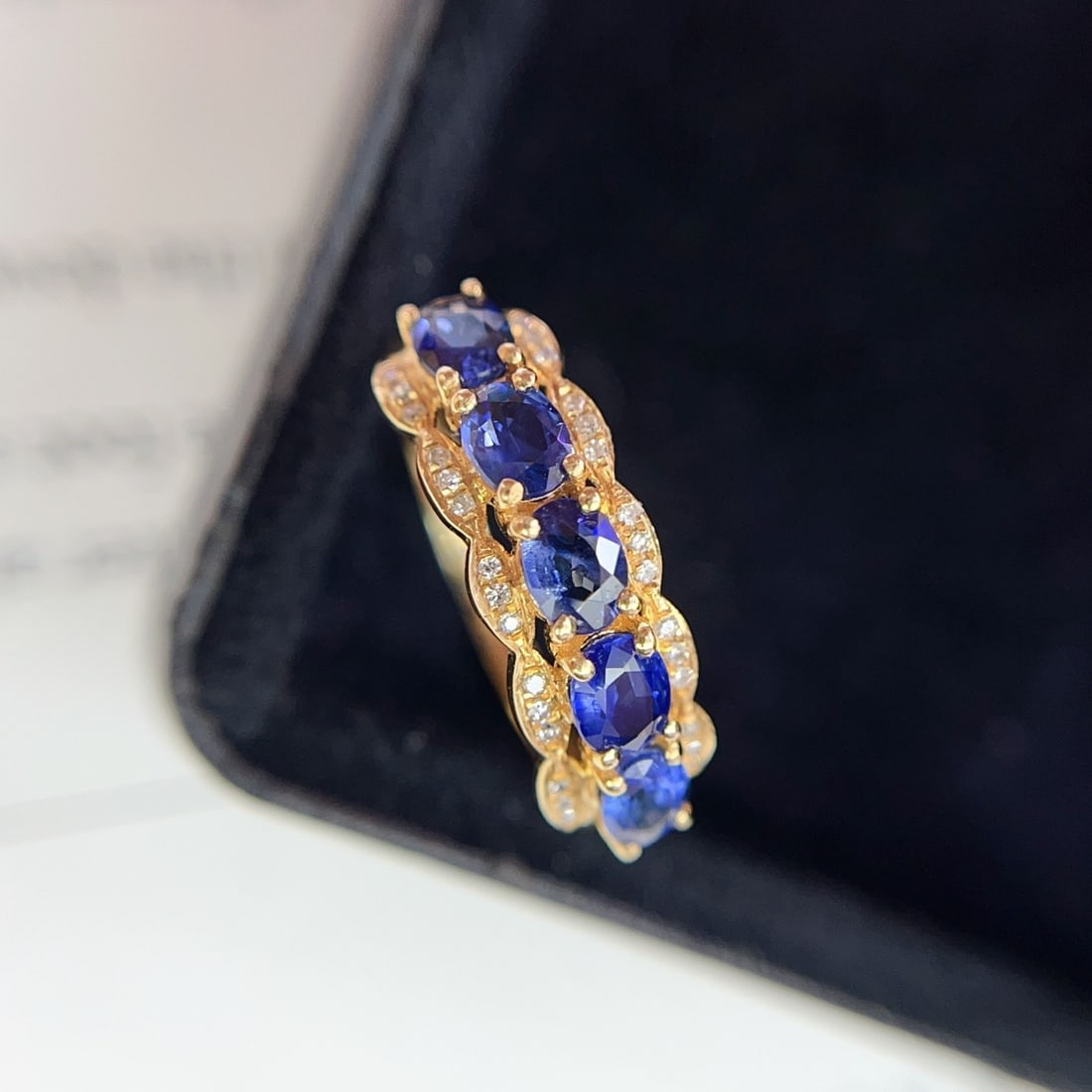 14k Gold 1.50 Ct Natural Sapphire & Diamond Ring - 2