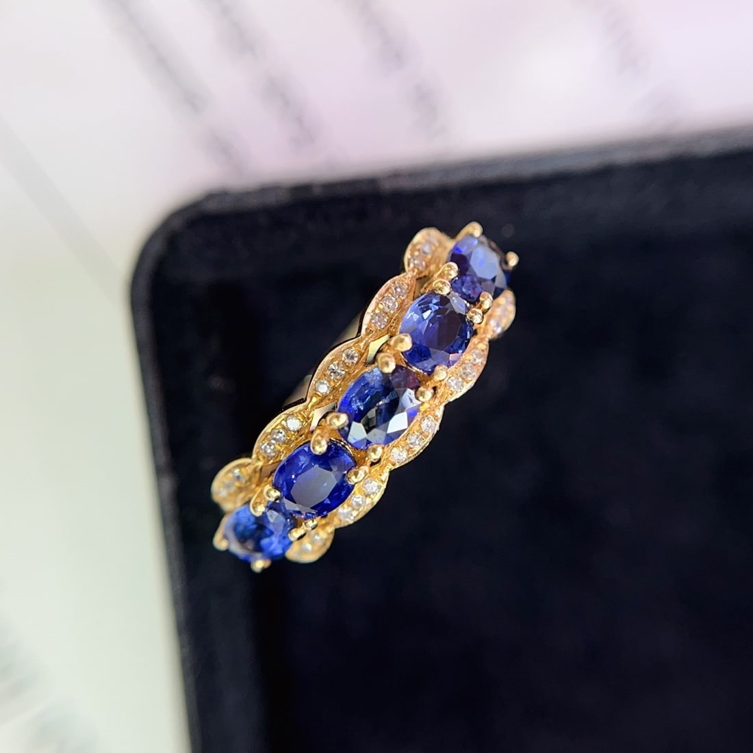 14k Gold 1.50 Ct Natural Sapphire & Diamond Ring - 3