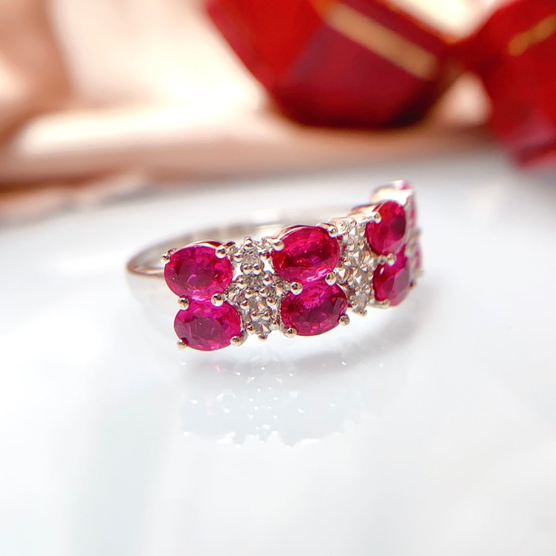 14k Gold 2.50 Ct Natural Ruby & Sapphire Ring - 4