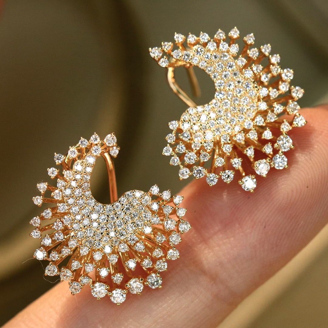 14k Gold 1.2 Ct Natural H Diamond Earrings - 9