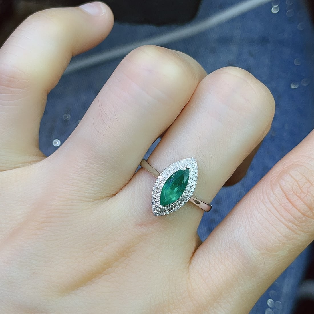 14k Gold 1.00 Ct Natural Emerald & Diamond Ring - 6