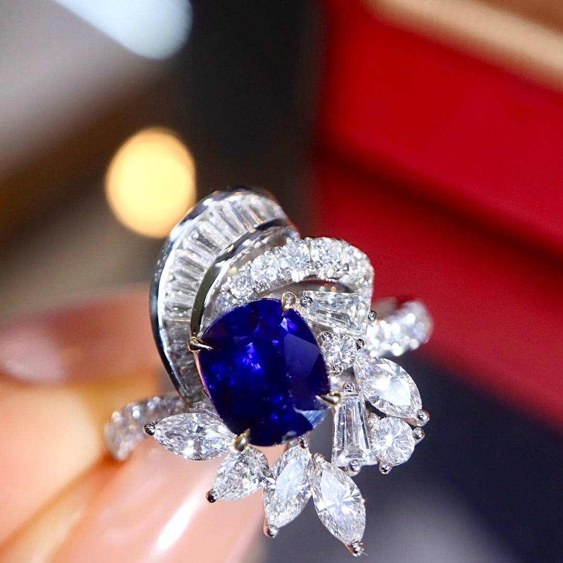 14k Gold 2.60 Ctw Natural Sapphire & Diamond Ring - 7