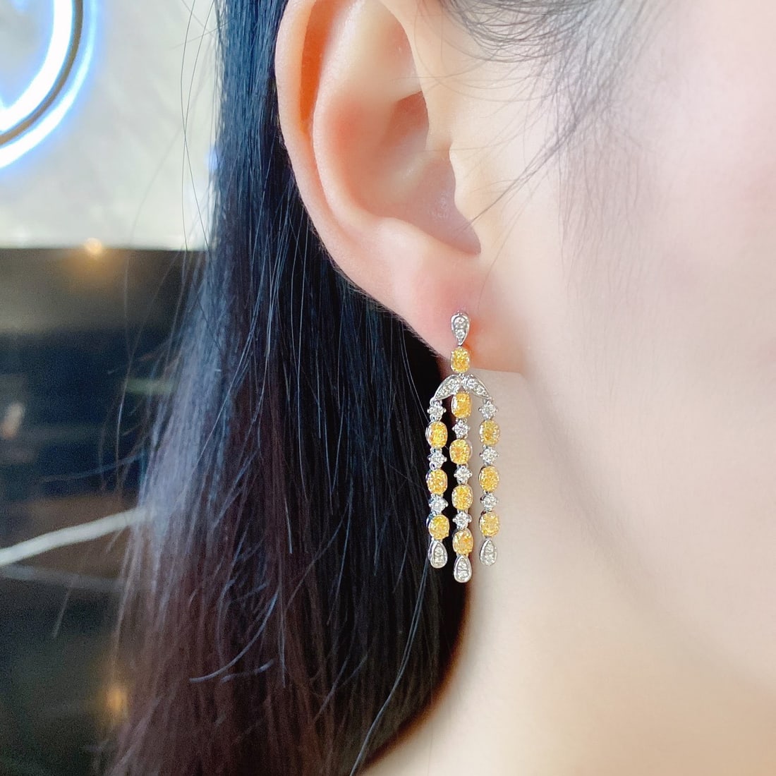 14k Gold 3.23 Ctw Natural Yellow Diamond & Diamond Earrings - 3