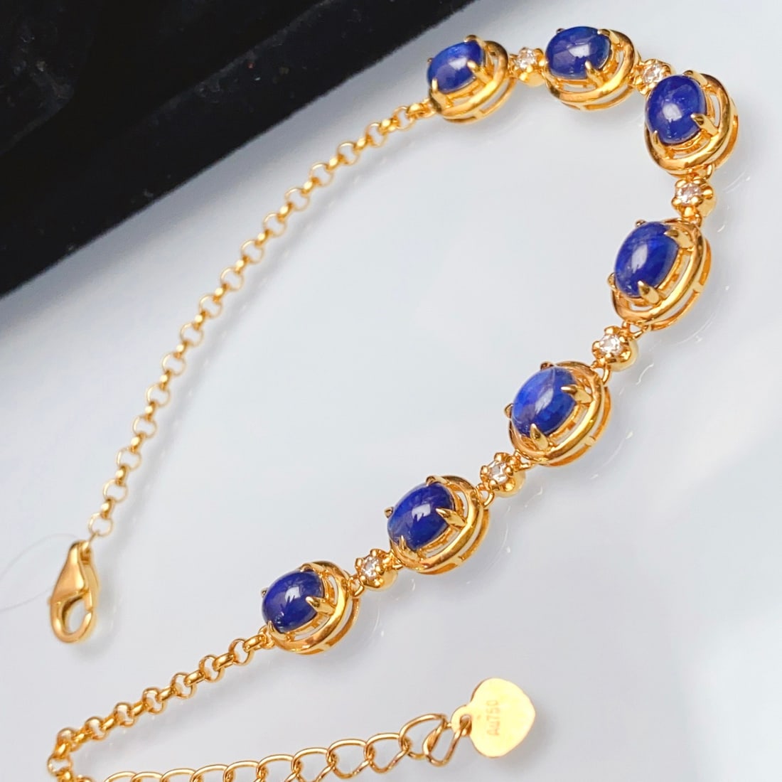 14k Gold 7.80 Ct Natural Sapphire & Sapphire Bracelet - 3