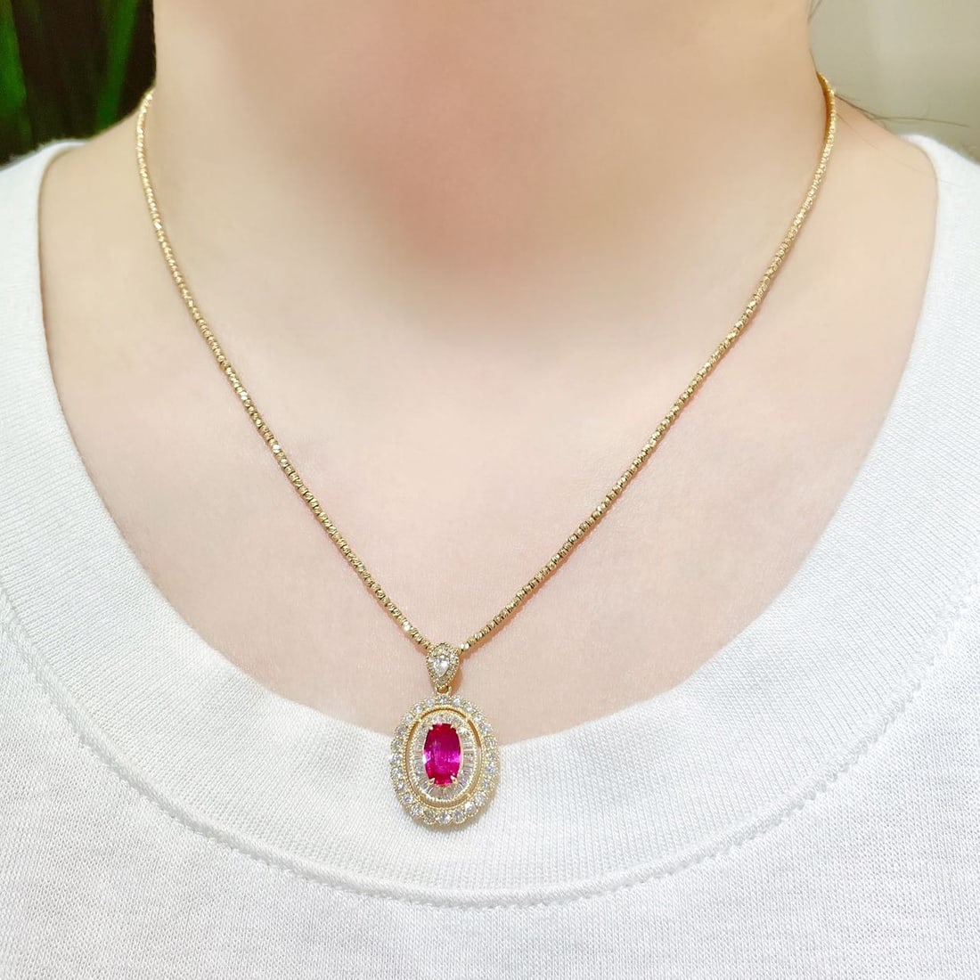 14k Gold 2.28 Ctw Natural Ruby & Diamond Pendant( Without Chain ) - 6