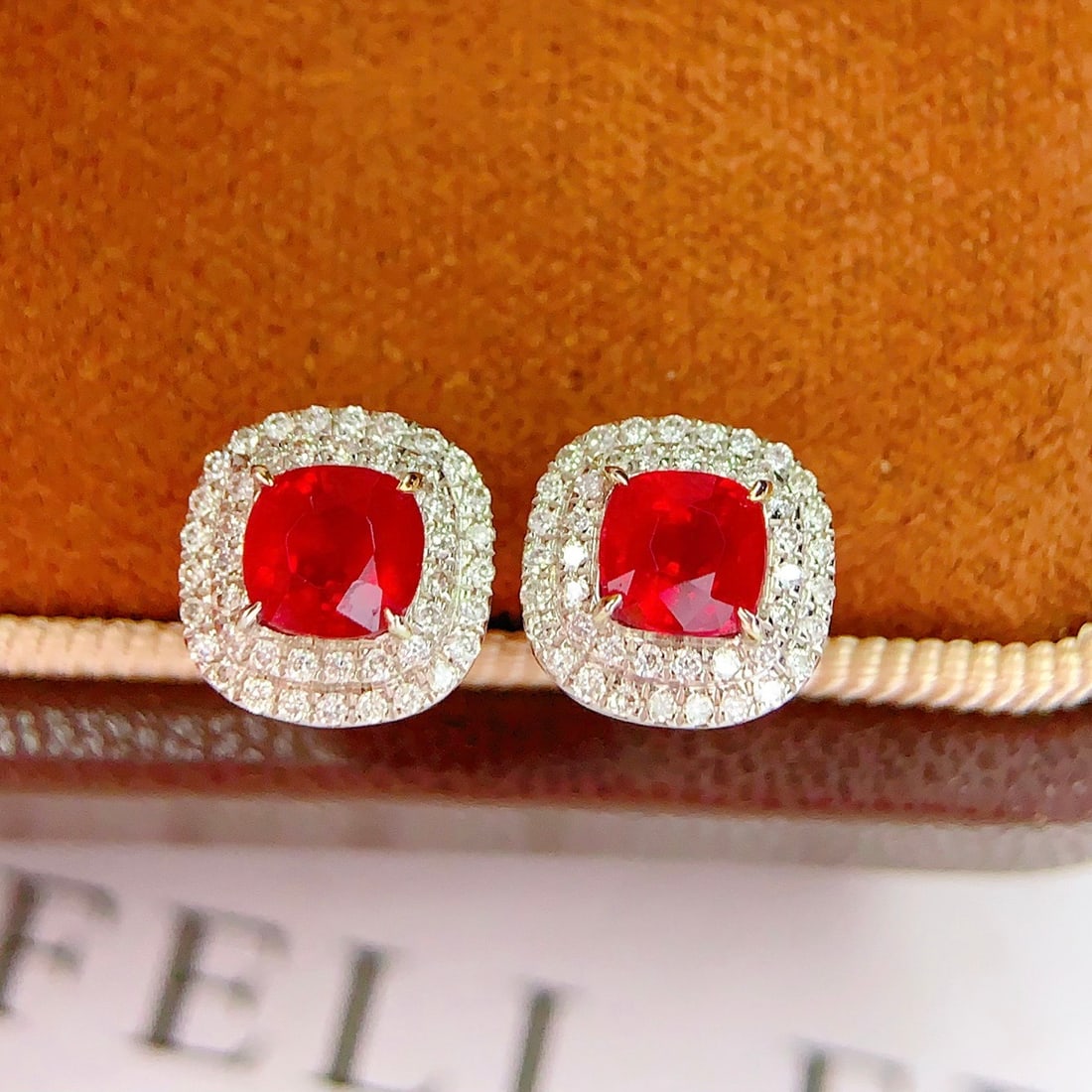 14k Gold 1.5 Ct Natural Ruby & Diamond Earrings - 3