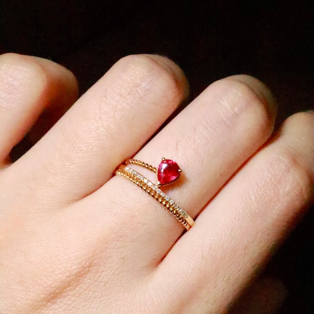 14k Gold 0.56 Ctw Natural Ruby & Diamond Ring - 4