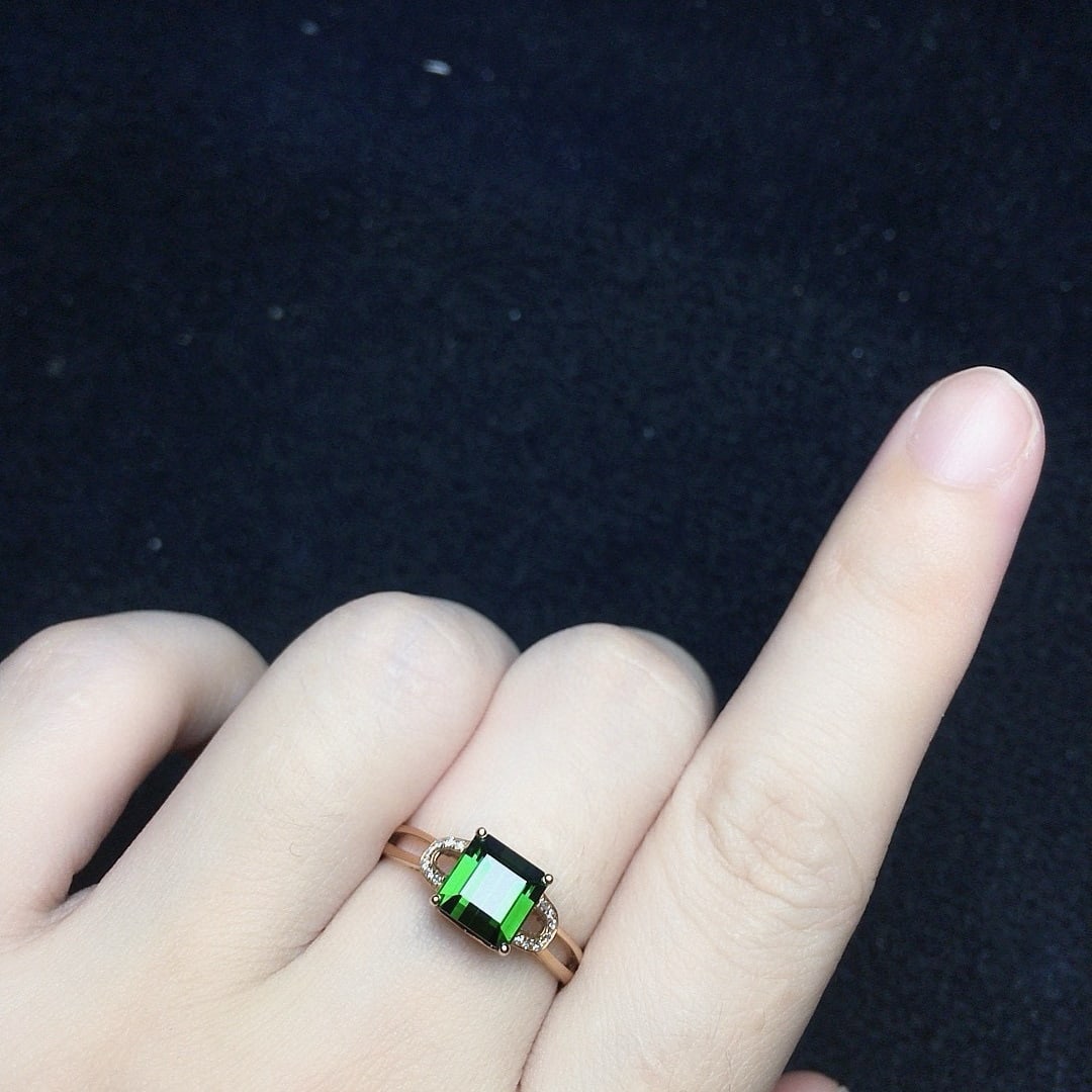 14k Gold 2.1 Ct Natural Tourmaline & Diamond Ring - 4