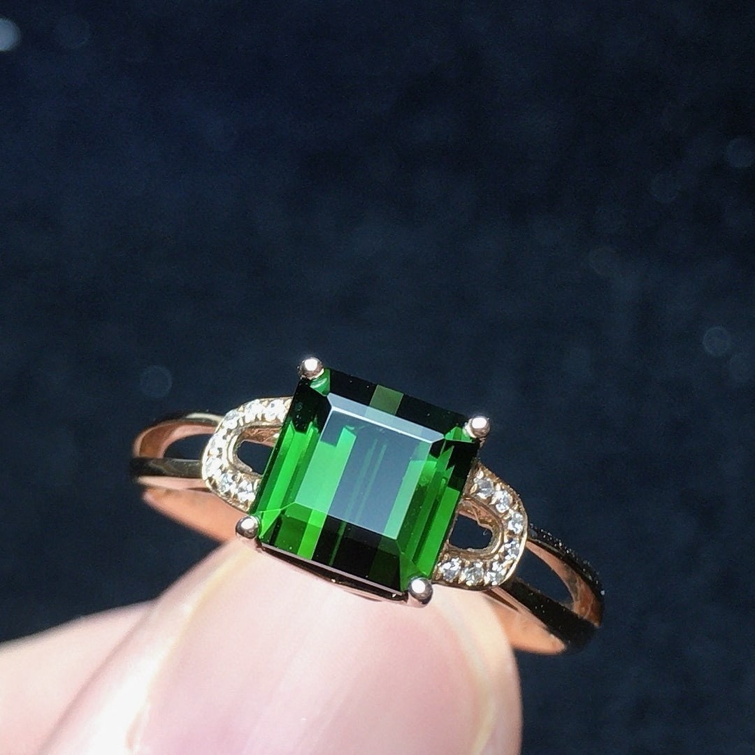 14k Gold 2.1 Ct Natural Tourmaline & Diamond Ring - 5