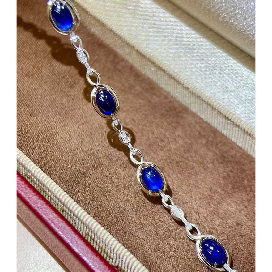 14k Gold 3.23 Ctw Natural Sapphire & Diamond Bracelet - 3