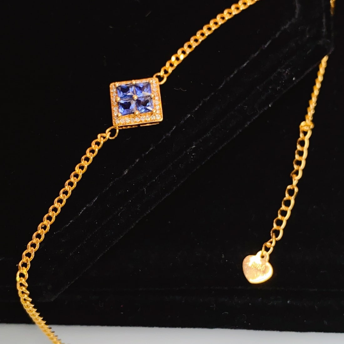 14k Gold 0.90 Ct Natural Sapphire & Diamond Bracelet - 4