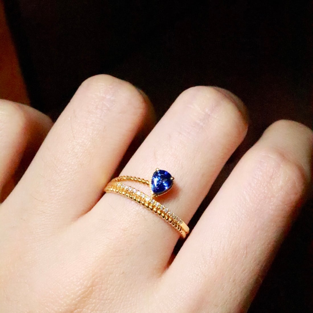 14k Gold 0.56 Ctw Natural Sapphire & Diamond Ring - 5
