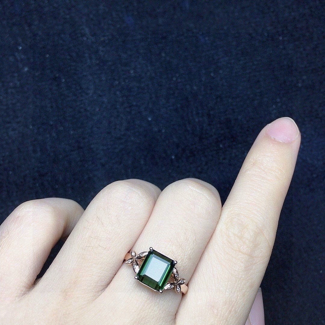 14k Gold 1.83 Ct Natural Tourmaline & Diamond Ring - 4