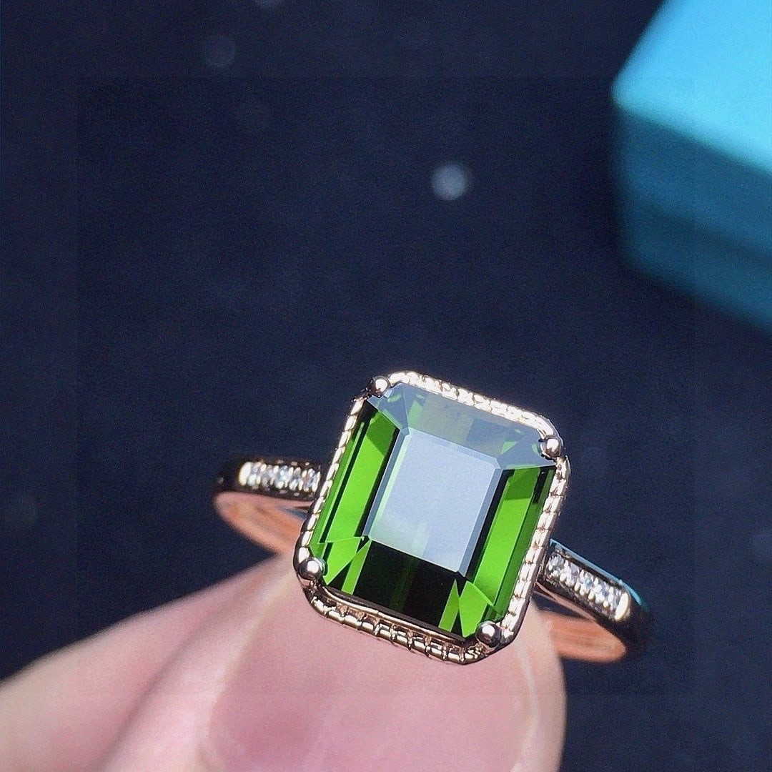 14k Gold 2.26 Ct Natural Tourmaline & Diamond Ring - 2