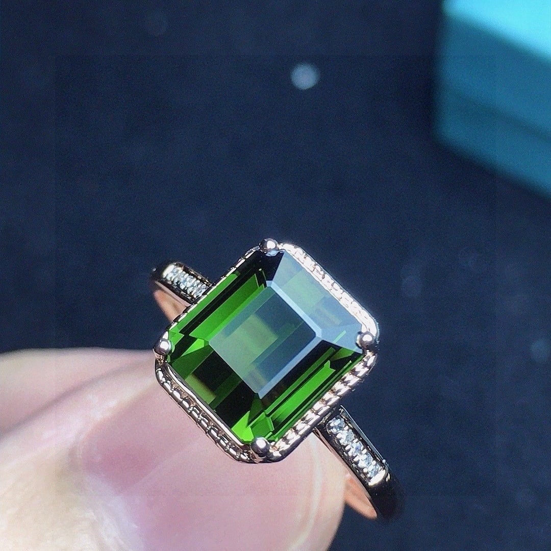 14k Gold 2.26 Ct Natural Tourmaline & Diamond Ring - 3