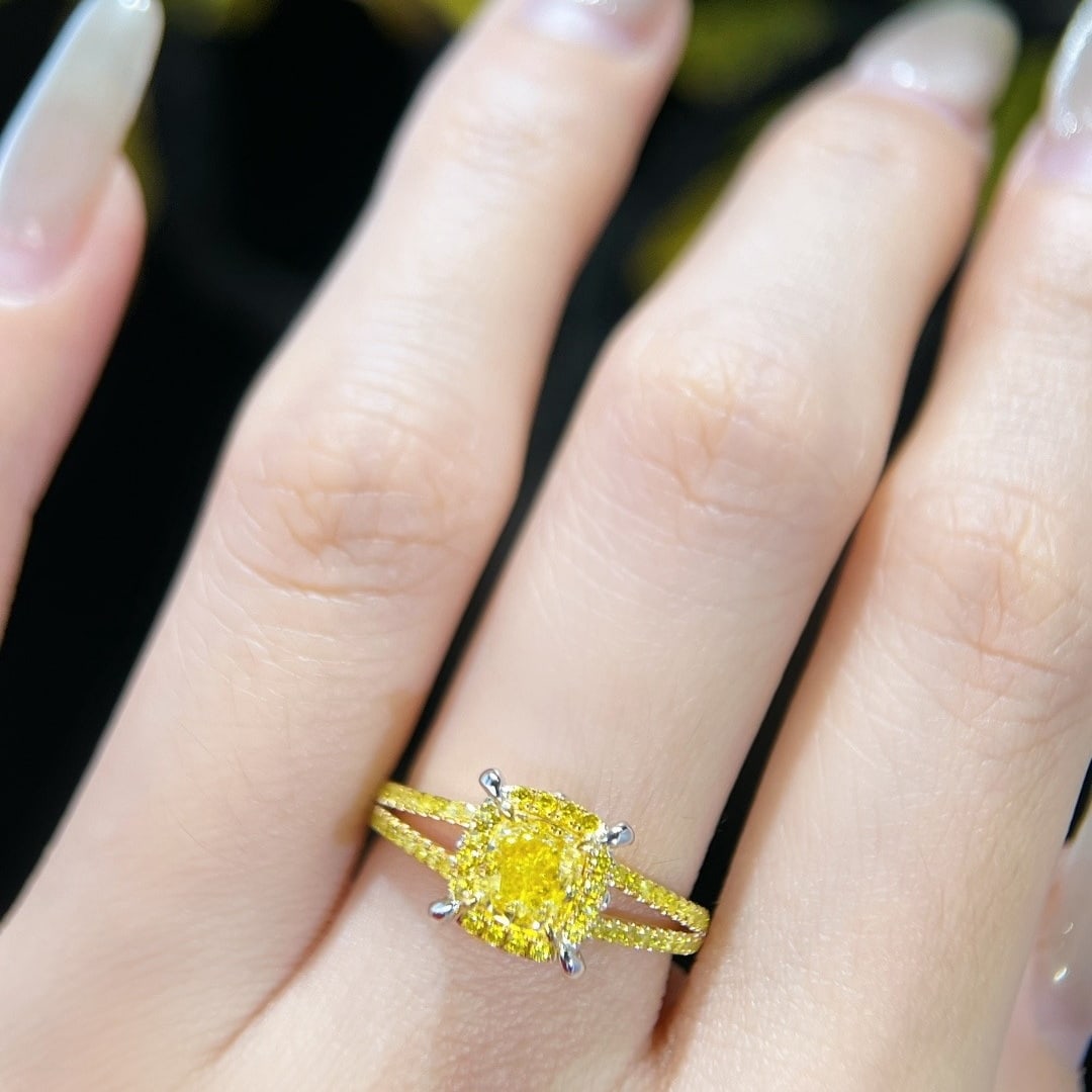 14k Gold 1.29 Ctw Natural Yellow Diamond & Yellow Diamond Ring - 3