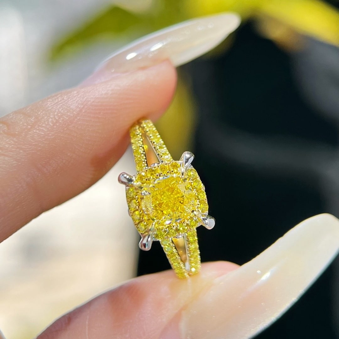 14k Gold 1.29 Ctw Natural Yellow Diamond & Yellow Diamond Ring - 4