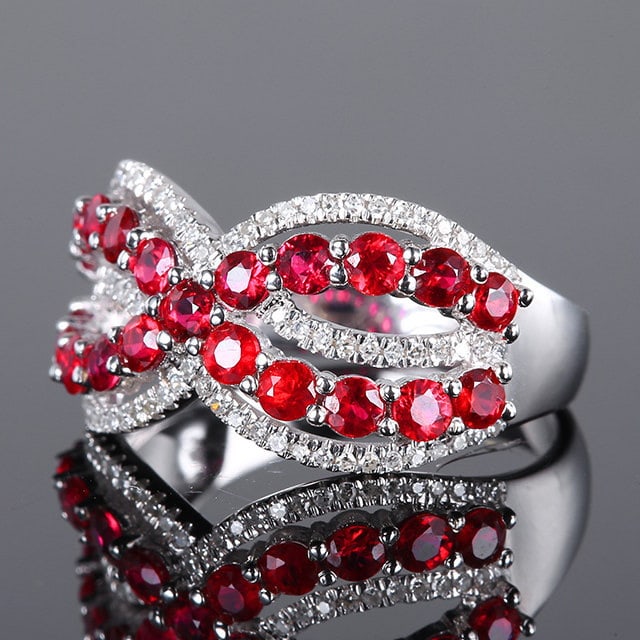 14k Gold 1.59 Ctw Natural Ruby & Diamond Ring - 2