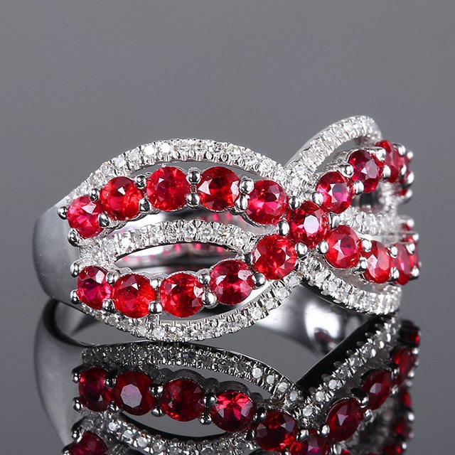 14k Gold 1.59 Ctw Natural Ruby & Diamond Ring - 3