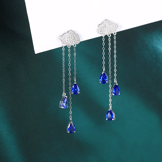 14k Gold 3.37 Ctw Natural Sapphire & Diamond Earrings - 3