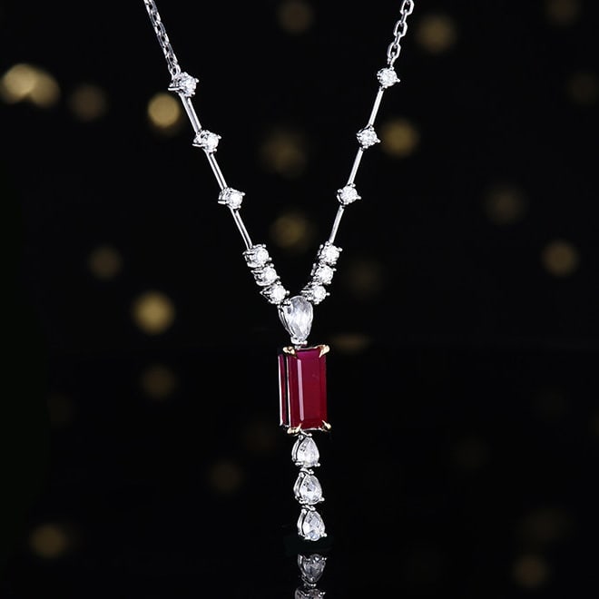 14k Gold 1.23 Ctw Natural Ruby & Diamond Necklace - 2