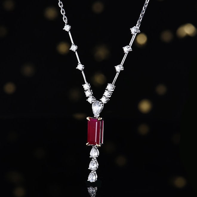 14k Gold 1.23 Ctw Natural Ruby & Diamond Necklace - 3