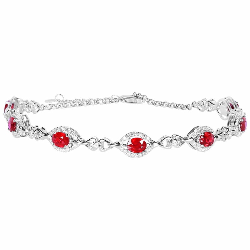 14k Gold 2.26 Ctw Natural Ruby & Diamond Bracelet: Ref:231146248 // gold content:14k gold // main gemstone:ruby // shape:oval // carat weight:1. 80ct // color:red // treatment:natural // // adjacent gemstone 2 : diamond // number of stones:134 //