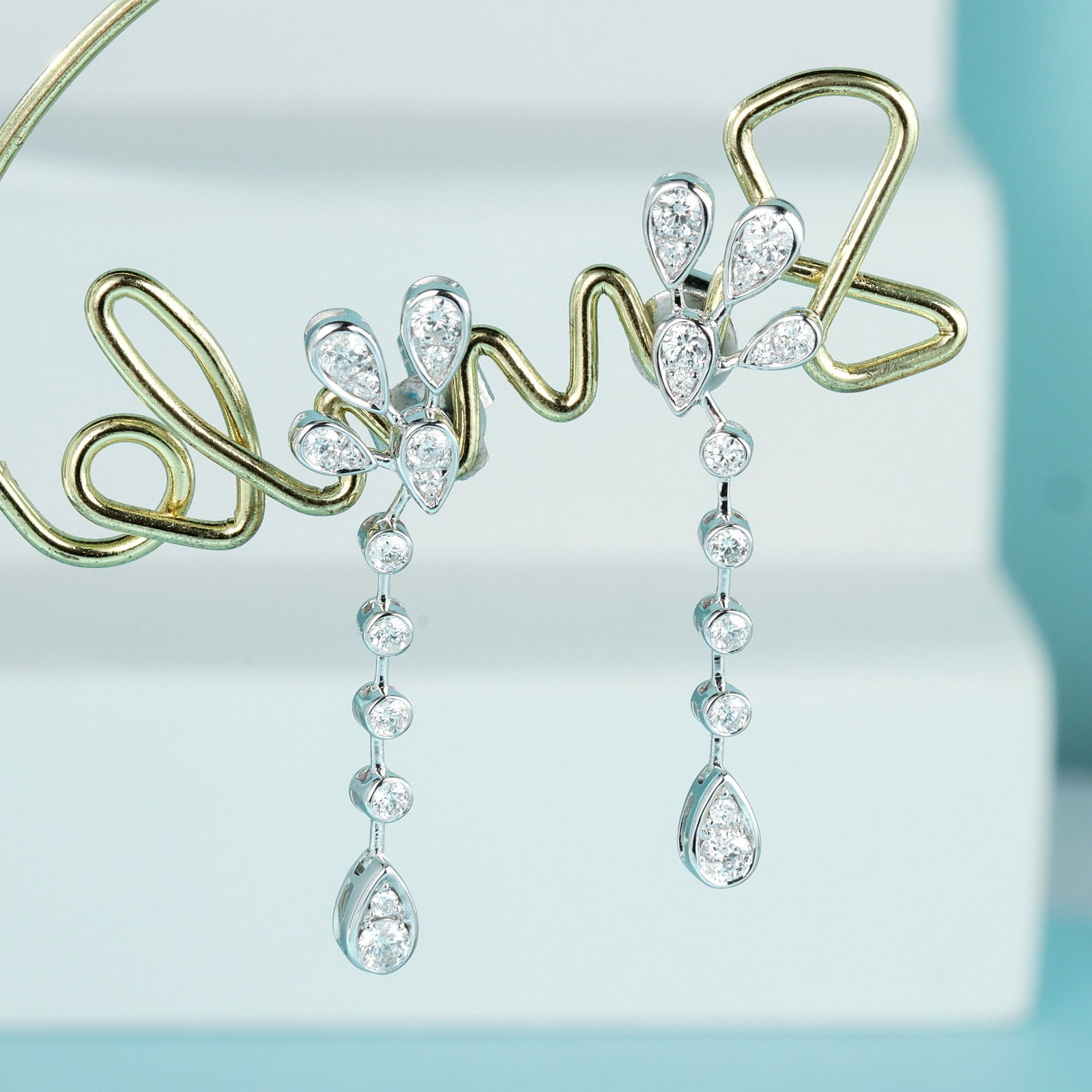 14k Gold 0.46 Ct Natural H Diamond Earrings - 2