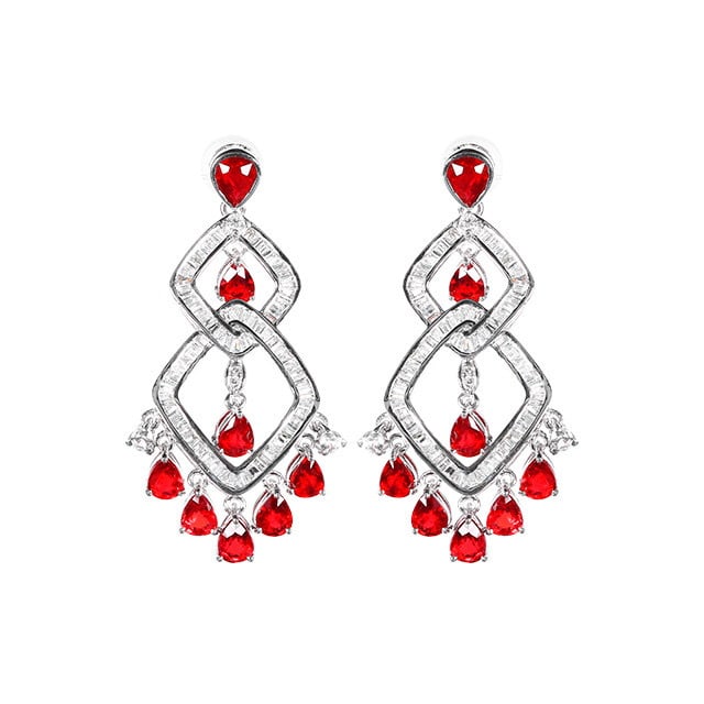 14k Gold 4.62 Ctw Natural Ruby & Diamond Earrings - 5