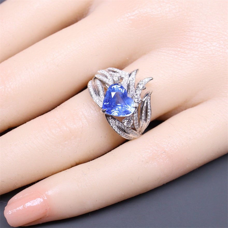 14k Gold 2.53 Ctw Natural Sapphire & Diamond Ring - 8