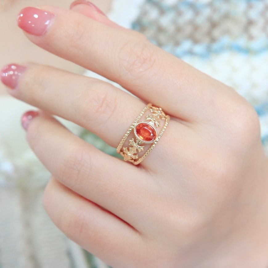 14k Gold 1.81 Ct Natural Spessartine & Diamond Ring - 3