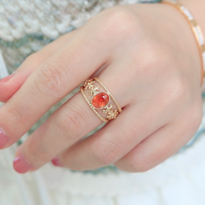 14k Gold 1.81 Ct Natural Spessartine & Diamond Ring - 4
