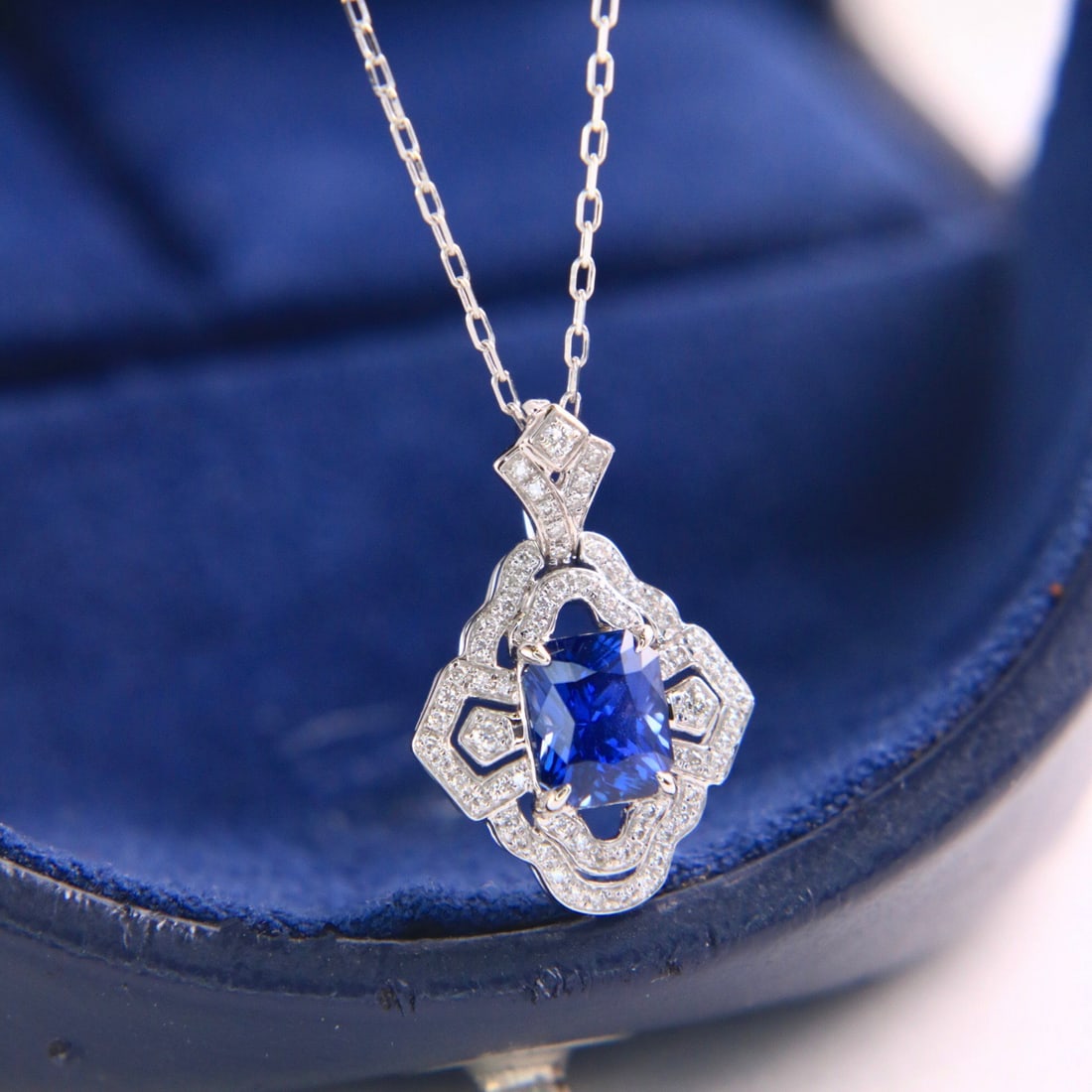 14k Gold 1.19 Ctw Natural Sapphire & Diamond Necklace - 2
