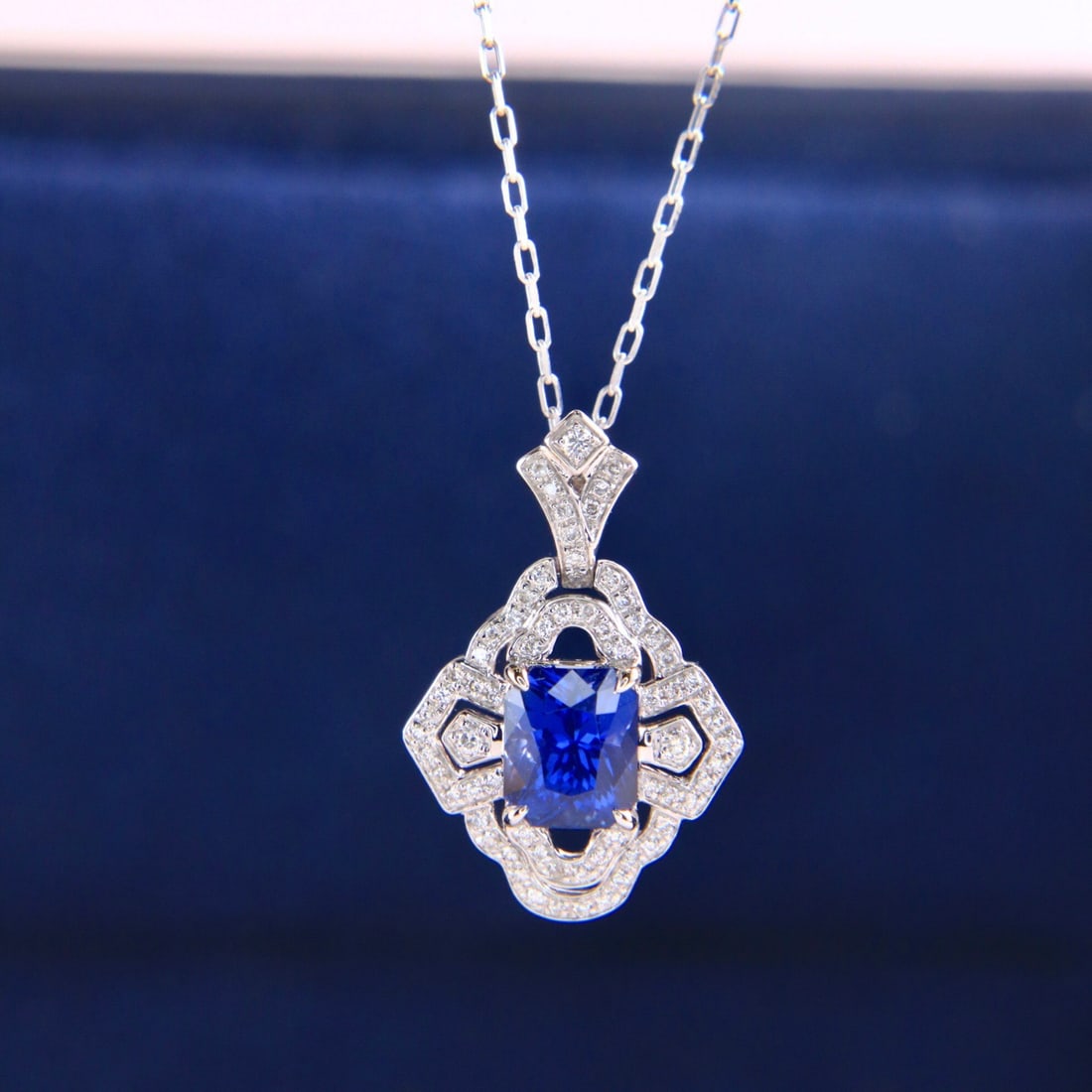 14k Gold 1.19 Ctw Natural Sapphire & Diamond Necklace - 3