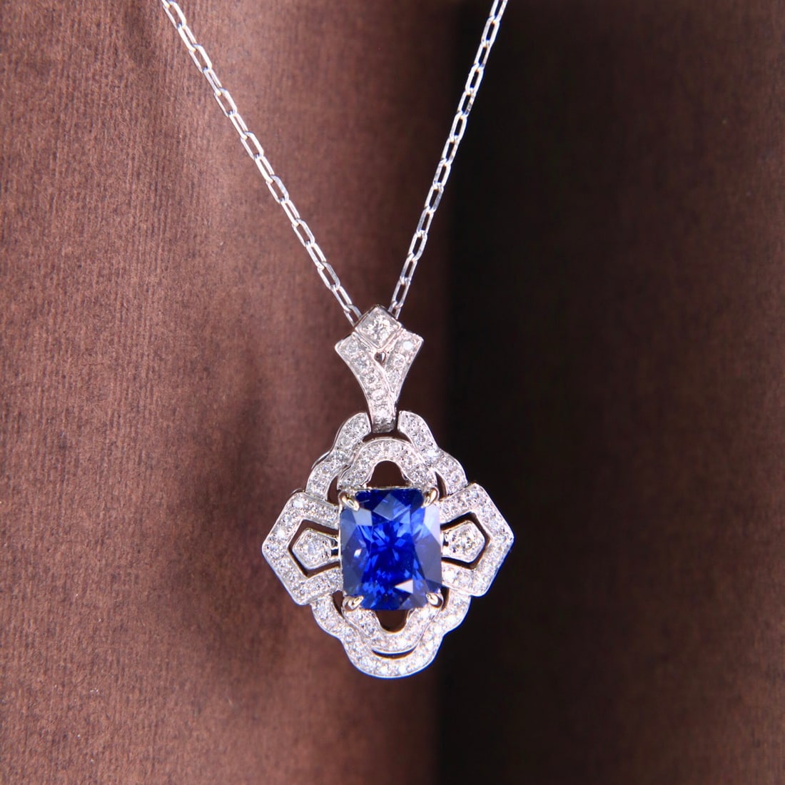14k Gold 1.19 Ctw Natural Sapphire & Diamond Necklace - 5