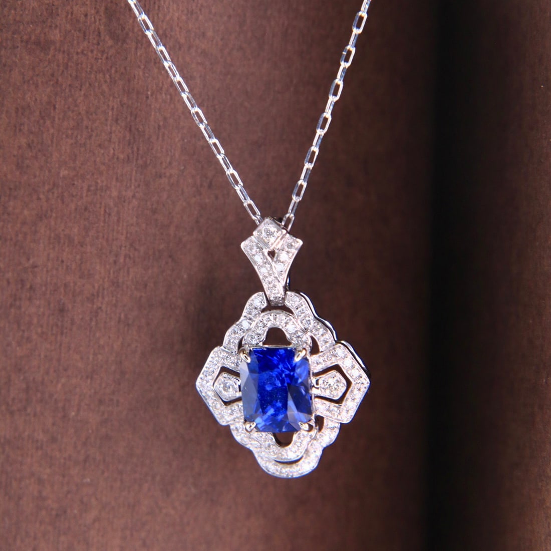 14k Gold 1.19 Ctw Natural Sapphire & Diamond Necklace - 7
